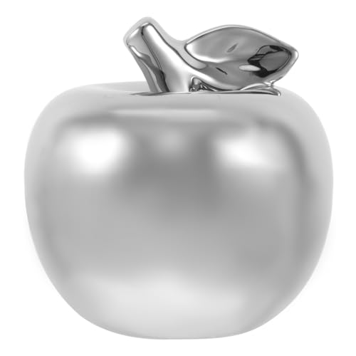 ABOOFAN - Figura decorativa de cerámica con manzana de porcelana de fruta para regalo de Navidad (plata)