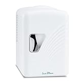 Iceblue Retro 4L/6 Can Mini Fridge,AC Plug & 12V Car Charger Small Refrigerator,Compact & Portable Mini Fridge, 4A Cooling Mini Refrigerator for Bedroom,Car,Office,Dorm,Gift - White