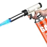 【2025最新強化版】 ガスバーナー トーチバーナー sunsery 900℃～1300℃ 料理用 調理用 炙り 逆さ使用可能 風防 キャンプ 炙り調理 BBQ/料理 お菓子作り 炭火起こし 溶接 火力調節 小型 (燃料別売り) (ホワイト)