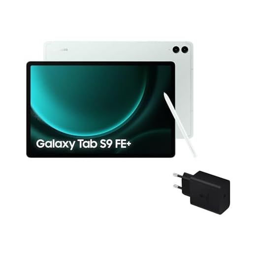Samsung Galaxy Tab S9 FE+ - Tablet + Cargador, 256 GB, Wifi, S Pen incluido, Batería de Larga Duración, Clasificación IP 68, Verde Menta (Versión Española)