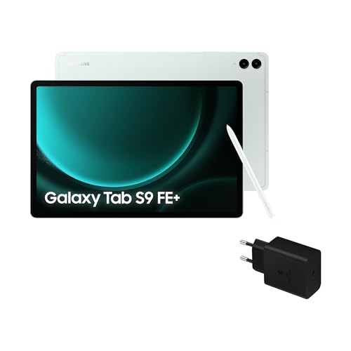 Samsung Galaxy Tab S9 FE+ - Tablet + Cargador, 256 GB, Wifi, S Pen incluido, Batería de Larga Duración, Clasificación IP 68, Verde Menta (Versión Española)