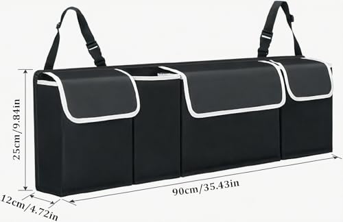 JUXINE Kofferraum Organizer Auto,Rücksitz Kofferraumtasche Aufbewahrungsbox,Kofferraum-Organizer aus Oxford-Stoff, faltbar, wasserdicht, mit 4 Taschen