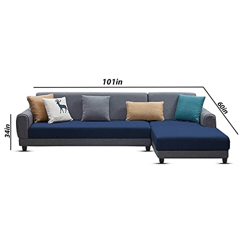 Image of Kraven RHS 6 Seater L Shape Sofa Set for Living Room (Blue Grey Fabric)