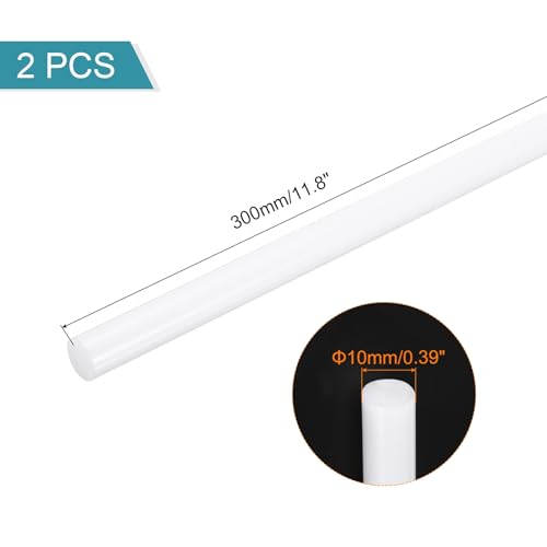 Image of MECCANIXITY ABS Plastic Rod Round Solid Bar 10mm x 300mm White for DIY Model Material, Architectural Model Making, DIY Sand Table, Pack of 2 Pcs