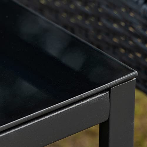 Outsunny Conjunto de Jardín Exterior de 3 Piezas Juego de 2 Sillas y Mesa de Ratán con Cojines Acolchados y Encimera de Vidrio para Balcón Terraza Gris y Negro - imagen 8