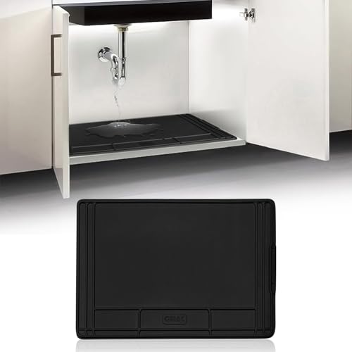 OMAC Black Under Sink Cabinet Protection Mat Waterproof Raised Edge