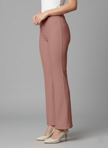 Image of Mehrang Cotton Blend Bootcut Parallel Trouser Pants for Women Regular Fit, Bellbottom Straight Pants for Womens
