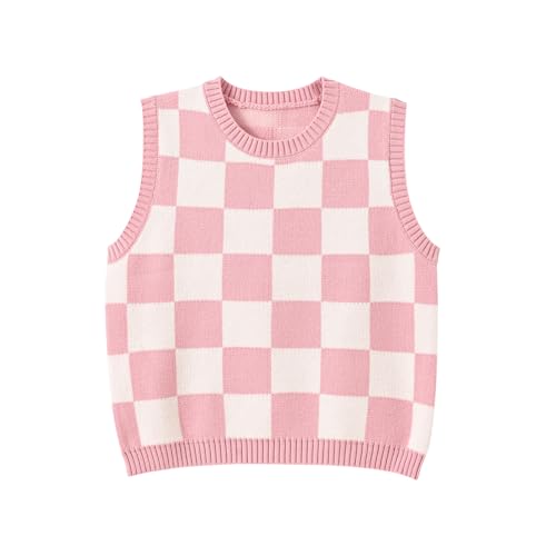 Image of Women's Sweater Vest,Y2K Sleeveless Pattern Preppy Style Knitted Crop Tank Top for Girl