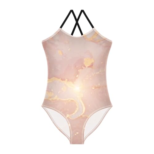 Luxury Dusty Rose Gold Quartz Kids Swimsuits 1-Piecing Toddler Girl Bathing Suit Swim Suits for Girls