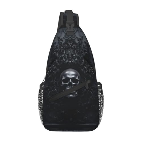 Sac à dos gothique imprimé crâne à bandoulière pour homme en taille unique coloris noir et blanc