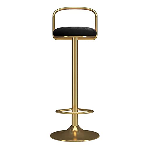 Taburete de Bar Silla Taburetes Dorados Patas de Hierro Reposapiés y Respaldo Asiento Giratorio Silla de Comedor Altura Ajustable para Cocina Pub Café, Altura del Asiento 25.6 ″ -31.5 ″