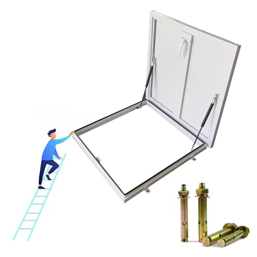 Trappe d'accès au toit blanc 56x61 cm en acier galvanisé durable - 2