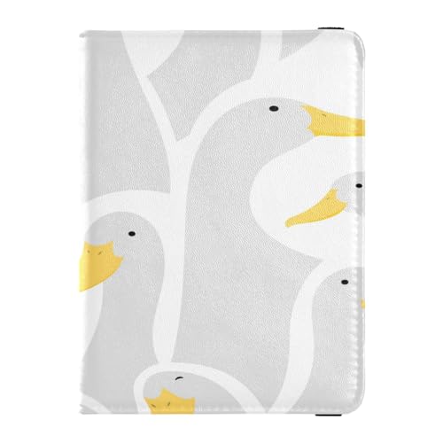 Custodia per passaporto pelle PU Combo ultra sottile porta carte di credito custodia per per donne uomini carino libro viaggio anatra grigio Multi 1 size Casual