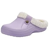 Beslip Classic Fur Lined Clogs Waterproof Winter Fuzzy Slippers for Women Men Indoor and Outdoor Indoor and Outdoor, Lavender Women Szie 7.5-8.5