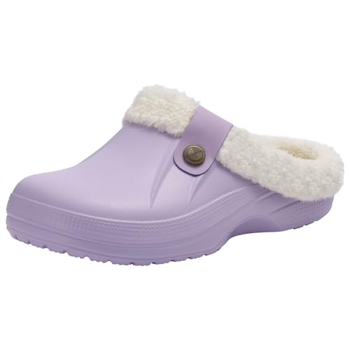 Image of Beslip Fur Lined Clogs for Women & Men Fuzzy Slippers with Memory Foam