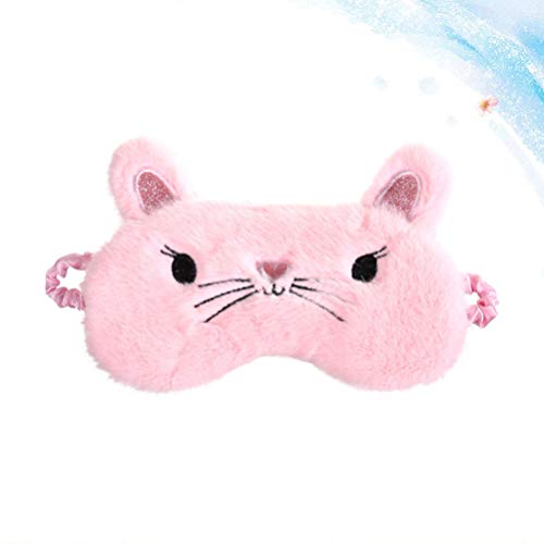 Linda máscara tapa-olhos FENICAL com design de gato macio para dormir (rosa)