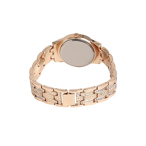 Image of Haute Sauce Women's Embellished Analog Dial with Stainless Steel Strap | Battery Power | Foldover Closure | Quartz Movement | Fashion Wrist Belt Watch for Female and Girls