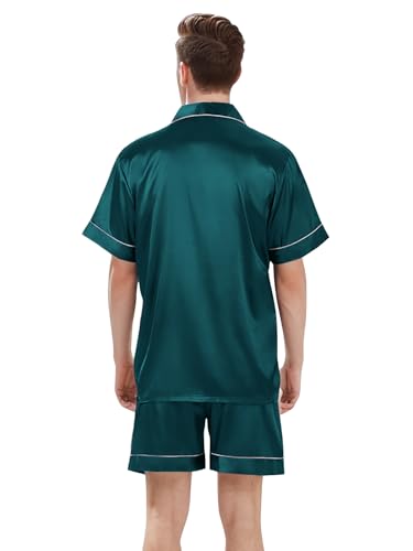 Boys & Mens Silk Pajamas Button Down Sleepwear Satin Nightwear 2 Pcs Pj Set3