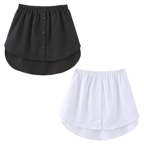 2 Pcs Adjustable Shirt Extender Layering Fake Lower Sweep Half Length Blouse Hem Mini Shirt Tail for Women Girls