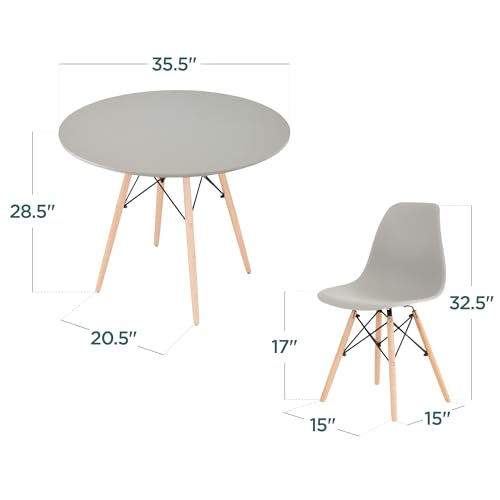Best Choice Products 5-Piece Dining Set, Compact Mid-Century Modern Table & Chair Set for Home, Apartment w/ 4 Chairs, Plastic Seats, Wooden Legs, Metal Frame - Gray/Oak - Image 3