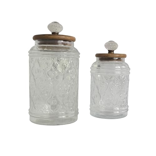 Deco 79 085142 Glass Floral Living Room Decorative Jars Decorative Container thumb #8