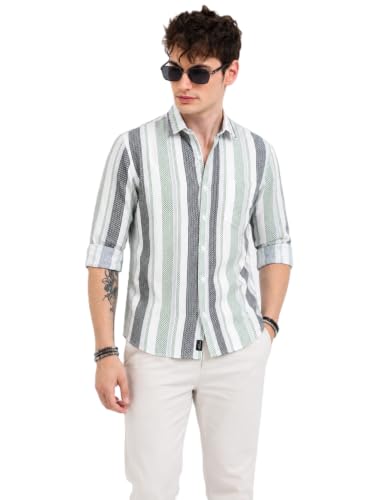 Image of Youth First Men's Cotton Blend Casual Shirt | Regular Fit Solid Full Sleeve Button Down Collared Shirts | Comfortable Formal Office Business Casual for Men