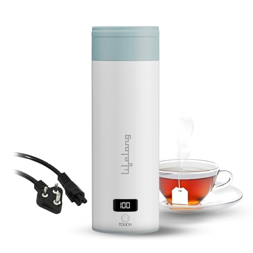 Image of Lifelong 2-in-1 Portable Electric Kettle & Bottle For Travel-400Ml |Digital Display |4 Temperature Settings with Touch |Fast Boil |Advanced Safety Features |300W Power |Make Tea /Coffee Without Milk
