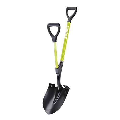 Sun Joe SJ-SHLV06 Shovelution 44-in Round Point D-Handle Strain Reducing Utility Digging Shovel