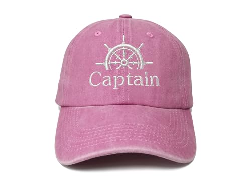 Enodtter Captain Hat for Women Nautical Boating Gifts Washed Pink Sailing Skipper Baseball Cap Embroidered Adjustable Dad Hats