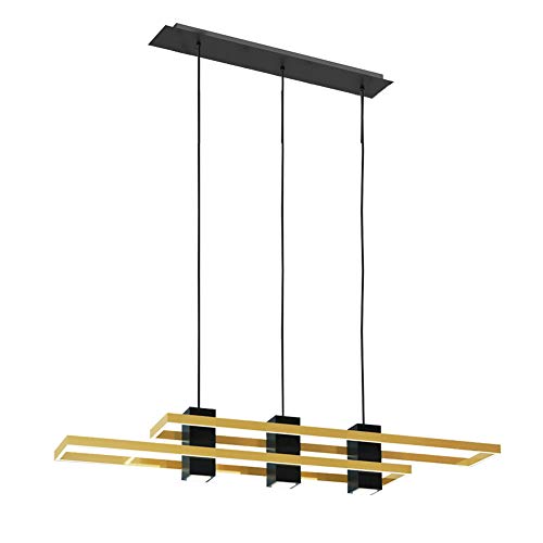 Chandelier LED de table à manger doré et noir de 79W réglable en hauteur