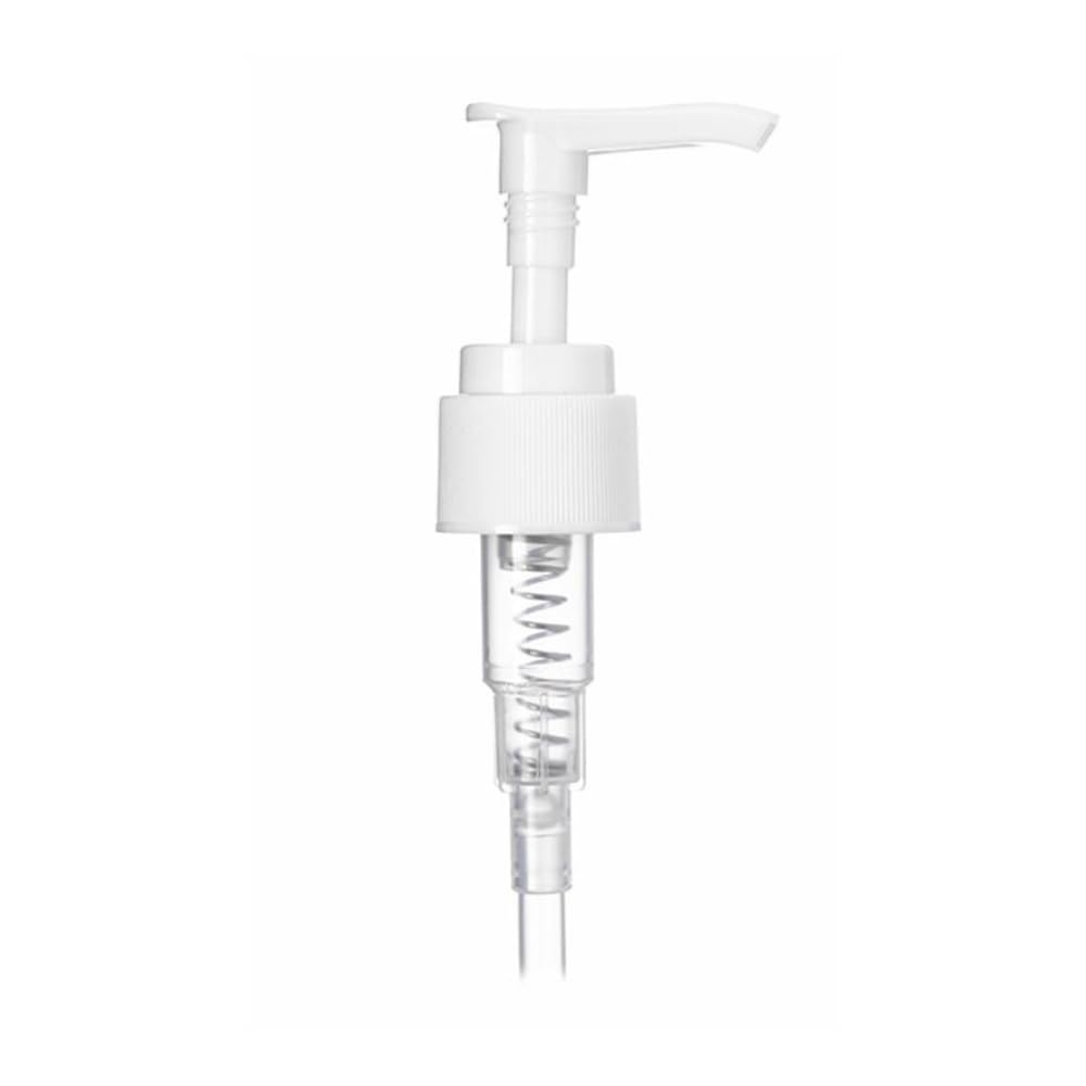 Bulk 24 Pack 24-410 Durable Ribbed Replacement 2cc Dispensing Pump Fits 24mm Bottle Necks for Soap, Lotion - 7.75 inch Trimmable dip Tube with Lock