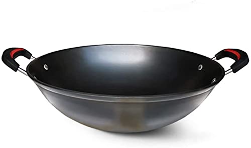 Wok grande de hierro fundido con mango de goma 36 cm miniatura 1