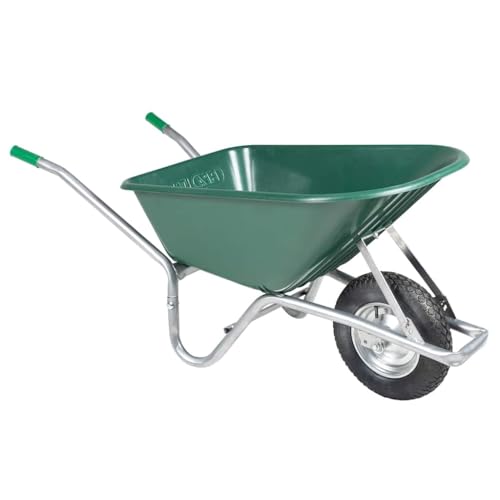 vidaXL Brouette Vert 90 L 150 kg Acier galvanisé et Plastique, brouette en Plastique, brouette de Jardin, brouette galvanisée, brouette Lourde
