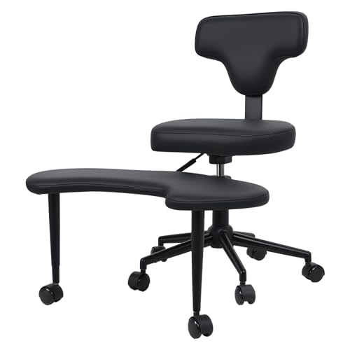 feneihe Silla de rodilla Criss Cross Chair ergonómica con sacros para el hogar y la oficina, silla versátil en altura ajustable, silla de escritorio de yoga, color negro