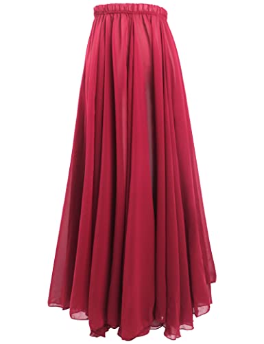 Daydance Women's Ballet Skirts Long Sheer Dance Skirts Black with Tie Waist