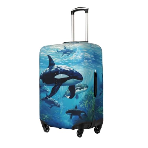 Killer Whales Swim Along Print Luggage Suitcase Cover Protector Luggage Washable Covers With Concealed Zipper2