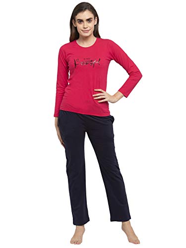 Image of Claura Women Cotton Solid Top & Pyjama Set