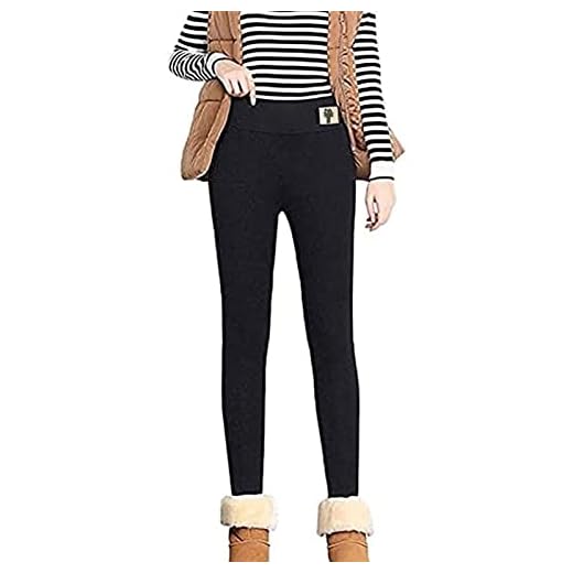 Yokbeer Termobyxor Dam Vinter Outdoor Fodrade Leggings Strumpbyxor Termiska Leggins Hög Midja Fritidsbyxor Plysch Varma Byxor Fleece Termisk Tjock Elastisk Träningsbyxa (Color : Black, Size : 6XL)