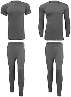 comfyfit Men's Thermal Set Long Sleeve Warm Underwear Base Layer Trousers (Charcoal Half Sleeve TOP+Bottom, M)