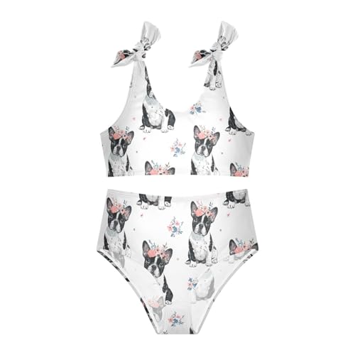 Image of Wusikd Pink Bows Girls Swimsuits Two Piece Hearts Ribbons Swimwear Bikini Set for for Girls Size 11-12T