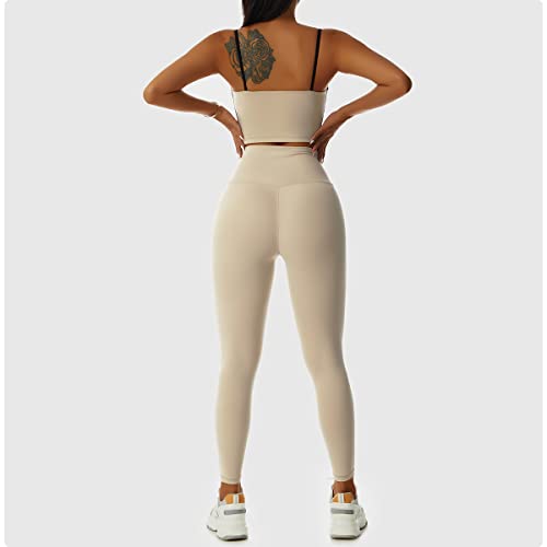 Womens High Waist Butt Lift Yoga Pants Seamless Stretch Quick Dry Leggings Fitness Sport Gym Running Tights Apricot #TOP2