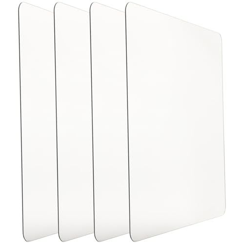 BETOOKY Espejos Cuadrados Adhesivos de Poliestireno Esquinas Redondeadas, 4 Piezas, Fácil Instalación para Decoración de Pared en Sala y Cocina