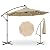 twocorn 10ft Patio Umbrella with Solar LED Offset Hanging Market, Aluminum Polyester Solar Umbrella w/Tilt Adjustment for Backyard, Poolside