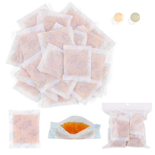 AYESY Silica Gel Desecante 480g, 24 Paquetes Reutilizable Silica gel Bolsitas Naranja Deshumidificador para Armarios Cajoneras Ropa Zapateros Contenedores de Arroz, Cambia de Color, Grado Alimenticio