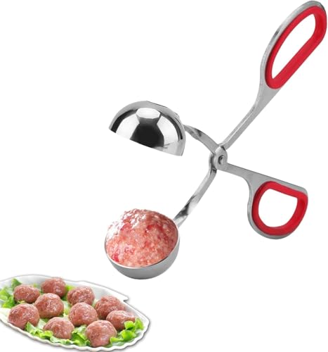 Hominas Pinza per Polpette, Polpette Meatball Maker in Acciaio Inox Cucchiaio Da Carne Antiaderente Attrezzo Utensile per Fare Le Polpette, Rosso