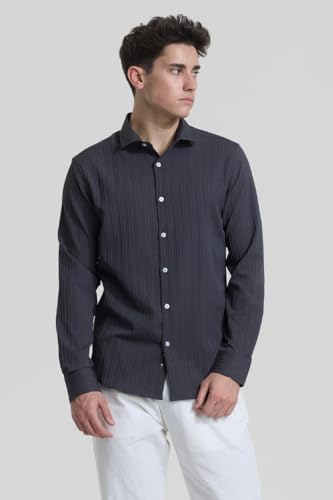 Image of SNITCH Charcoal Grey Stripes Shirts