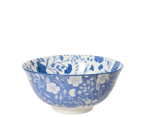 Bol 15 x 7 cm en porcelaine avec motif floral – Bols et bols – Bol de service, saladier, bol à fruits, bol à dessert, céréales – Vaisselle vintage pour printemps, Pâques, été, bleu clair