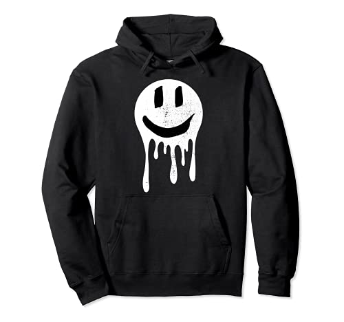 Melting Smiley Face Psychedelic Drip Emoticon Smile Drippy Pullover Hoodie