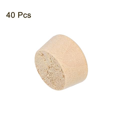 Image of uxcell 40Pcs Wood Button Plugs, 12.5mm /0.49 inch Flat Head Hardwood Screw Hole Plug Wooden Caps Buttons Wood Plug for Furniture Woodworking Craft Decor (14mm x 12.5mm)