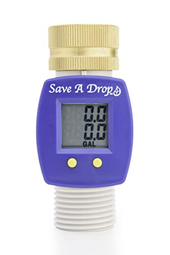 Save a Drop P3 Water Flow Meter with Heavy Duty Brass Swivel | Measure Gallon Usage from an Outdoor Garden Hose | Great for Campers | Helps Conserve Water